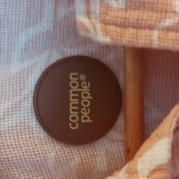 Common People Tropical Floral 100% Cotton Button Down Shirt Short Sleeve Large - Picture 4 of 5